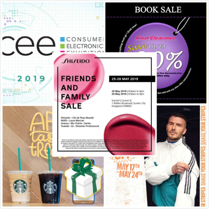5.21 新加坡优惠合辑 |资生堂年度大促来袭，25日正式开始；CEE电子展本周开幕；Adidas限时优惠 3件33%off 全岛门店参与活动；星巴克本周优惠：饮品买二送一；Suntec图书特卖会 低至2折