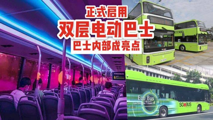 新加坡首批雙層電動巴士🚌 正式啓用!更環保更節能的巴士內部酷似蹦迪場💃🏻