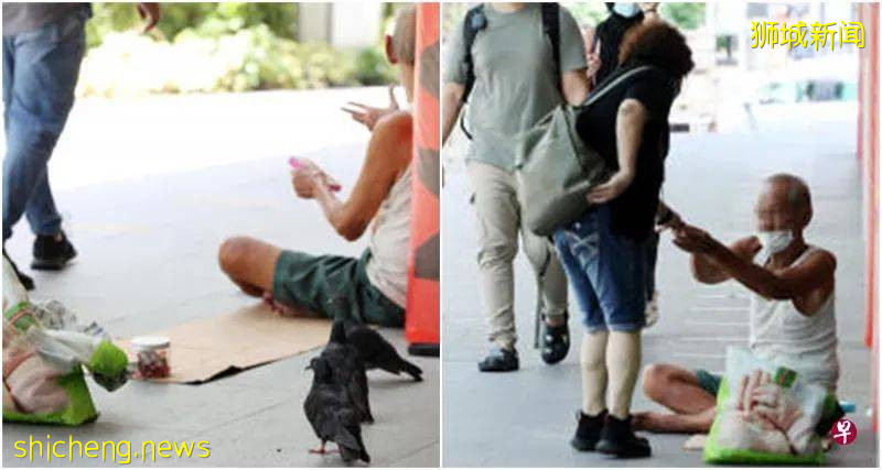 商场外日坐七小时 纸巾伯被指不时脱罩还喂鸽