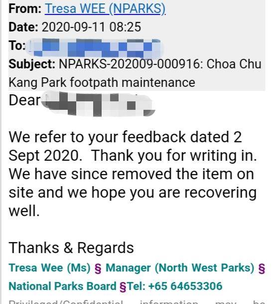 公园夜跑被绊倒,新加坡政府处理流程全记实