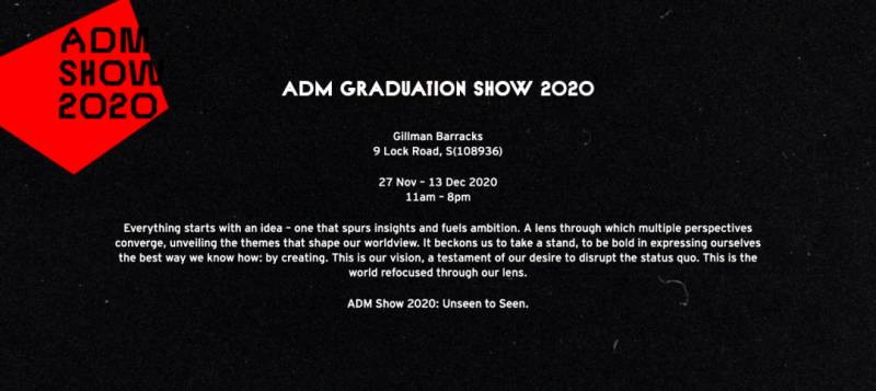 您收到一份毕业展邀请函：南洋理工大学 ADM SHOW 2020