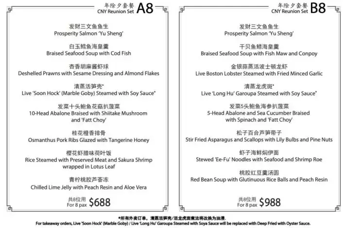 新加坡20家熱門年夜飯大盤點！打包帶回家吃安全又美味！還有早鳥預訂優惠，快來Get吧